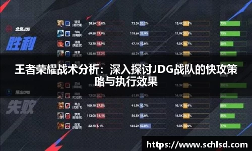 王者荣耀战术分析：深入探讨JDG战队的快攻策略与执行效果